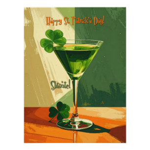 Frohen St. Patrick's Day Shamrock Martini Poster