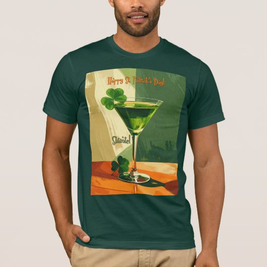 Frohen St. Patrick's Day Shamrock Martini T-Shirt (Vorderseite)