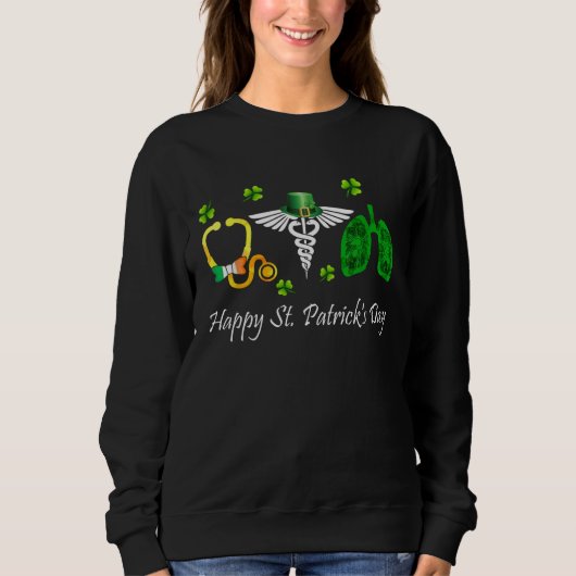 Frohen St. Patrick's Day Stethoskop Symbol Lungen Sweatshirt (Vorderseite)