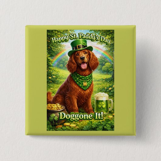 Frohen St. Patrick's Day, süßer irischer Setter Button (Vorderseite)