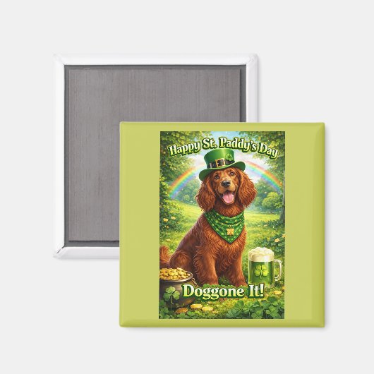 Frohen St. Patrick's Day Süßer Irischer Setter Magnet (Vorderseite/Rückseite)
