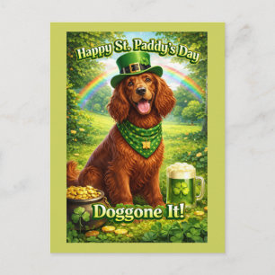 Frohen St. Patrick's Day Süßer Irischer Setter Postkarte
