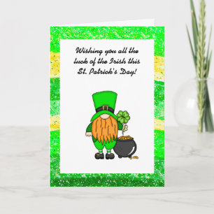 Frohen St. Patrick's Day   Süßer Leprechaun Karte