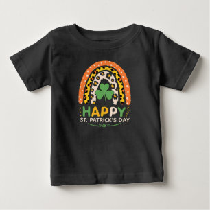 Frohen St. Patrick's Day Süßer Regenbogen Leopard Baby T-shirt