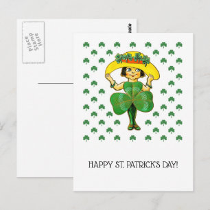Frohen St. Patrick's Day. Süßes kleines irisches M Postkarte