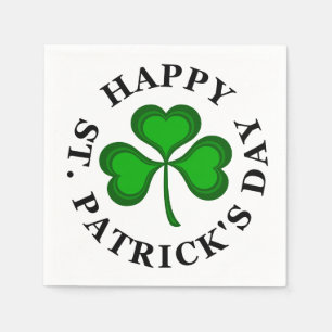 FROHEN ST. PATRICK'S DAY Text grüne Kleeblatt-Sham Serviette