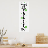 Frohen St. Patrick's Day Vertikales Kleeblatt-Schi Poster (Küche)