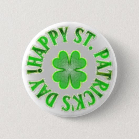 Frohen St. Patrick's Day! Vintage Kleeblatt Button (Vorderseite)