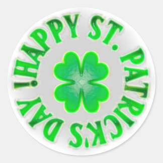 Frohen St. Patrick's Day! Vintage Kleeblatt Runder Aufkleber