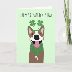 Frohen St. Patricks Tag Brauner Hund Grün Karte