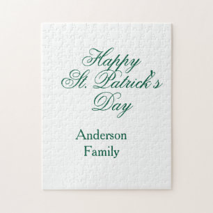 Frohen St. Patrick's Tag Familienname grün minimal Puzzle