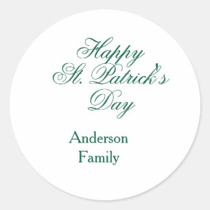 Frohen St. Patrick's Tag Familienname grün minimal Runder Aufkleber