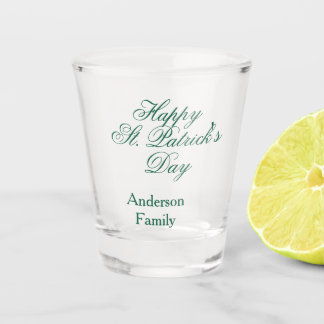 Frohen St. Patrick's Tag Familienname grün minimal Schnapsglas