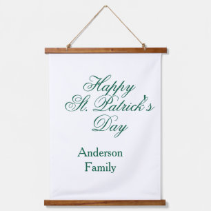 Frohen St. Patrick's Tag Familienname grün minimal Wandteppich Mit Holzrahmen