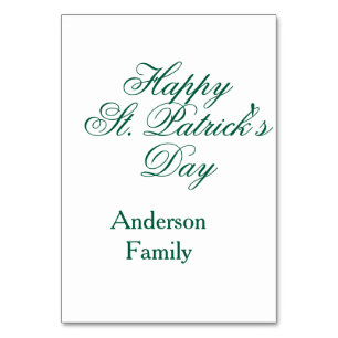 Frohen St. Patrick's Tag Familienname grün sminima Tischnummer
