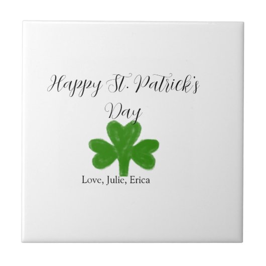 Frohen St. Patrick's Tag grüner Kleeblatt-Name Fliese (Vorderseite)