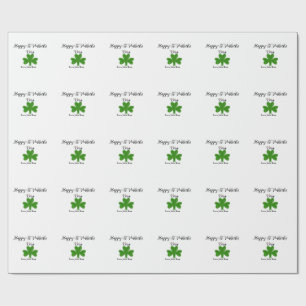 Frohen St. Patrick's Tag grüner Kleeblatt-Name  Geschenkpapier