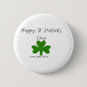 Frohen St. Patrick's Tag grüner Shamrock-Name  Button