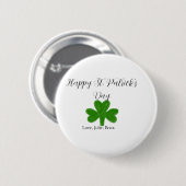 Frohen St. Patrick's Tag grüner Shamrock-Name Button (Vorne & Hinten)