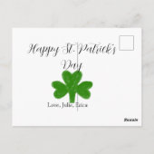 Frohen St. Patrick's Tag grüner Shamrock-Name Postkarte (Rückseite)