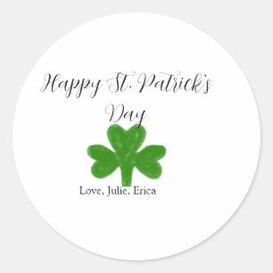 Frohen St. Patrick's Tag grüner Shamrock-Name Runder Aufkleber