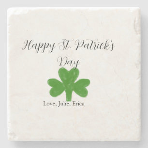 Frohen St. Patrick's Tag grüner Shamrock-Name Steinuntersetzer