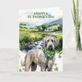 Frohen St. Patrick's Tag Irischer Wolfshund Aquare Karte (Vorderseite)
