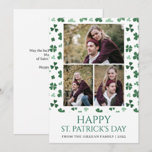 Frohen St. Patricks Tag Kleeblatt Familie 3 Foto Feiertagskarte