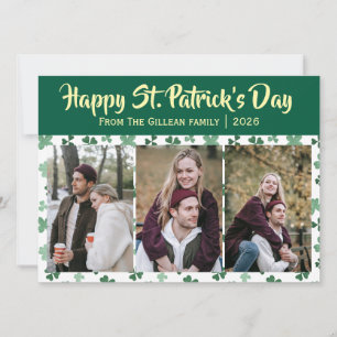 Frohen St. Patricks Tag Kleeblatt Familie 3 Foto Feiertagskarte