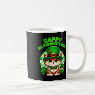 Frohen St. Patrick's Tag Kleeblatt Katze Mit Hut Kaffeetasse