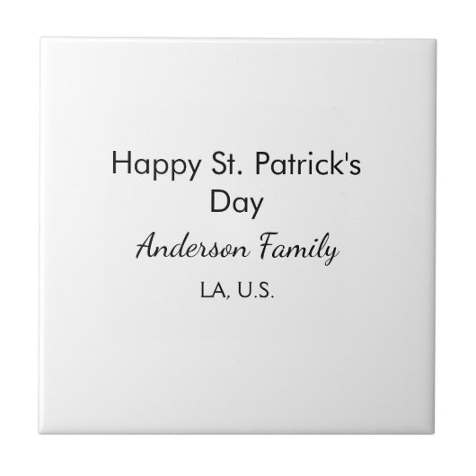 Frohen St. Patrick's Tag Namen Familienort einfach Fliese (Vorderseite)