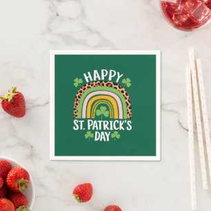 Frohen St. Patricks Tag Regenbogen Kleeblatt  Serviette