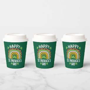 Frohen St. Patrick's Tag Regenbogen Shamrock Pappbecher