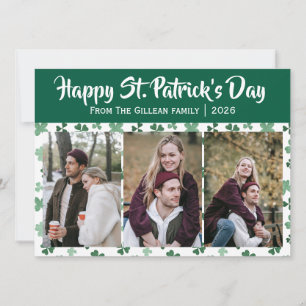 Frohen St. Patricks Tag Shamrocks Familie 3 Foto Feiertagskarte