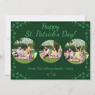 Frohen St. Patricks Tag Shamrocks Familie 3 Foto Feiertagskarte