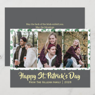 Frohen St. Patricks Tag Shamrocks Familie 3 Foto Feiertagskarte