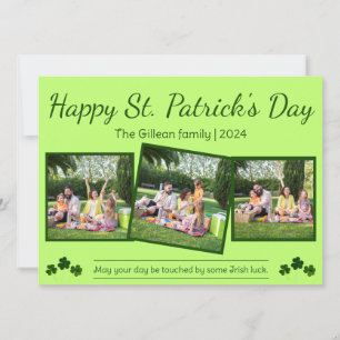 Frohen St. Patricks Tag Shamrocks Familie 3 Foto Feiertagskarte