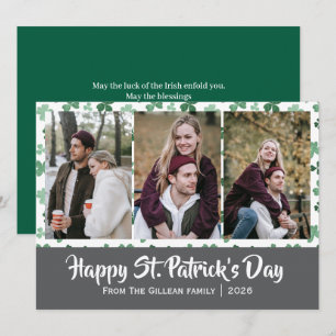 Frohen St. Patricks Tag Shamrocks Familie 3 Foto Feiertagskarte