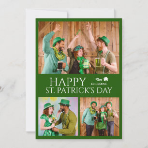 Frohen St. Patricks Tag Shamrocks Familienfoto Feiertagskarte