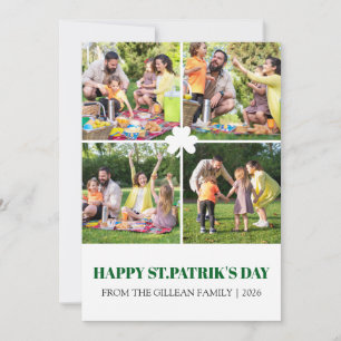Frohen St. Patricks Tag Shamrocks Familienfoto Feiertagskarte