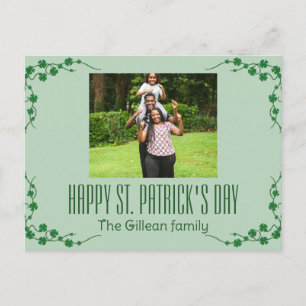 Frohen St. Patrick's Tag Shamrocks Familienfoto   Feiertagspostkarte
