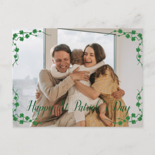 Frohen St. Patrick's Tag Shamrocks Familienfoto Feiertagspostkarte