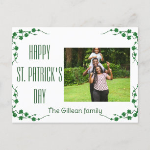 Frohen St. Patrick's Tag Shamrocks Familienfoto  Feiertagspostkarte