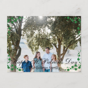 Frohen St. Patrick's Tag Shamrocks Familienfoto  Feiertagspostkarte