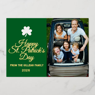 Frohen St. Patricks Tag Shamrocks Familienfoto  Fo Folien Feiertagskarte