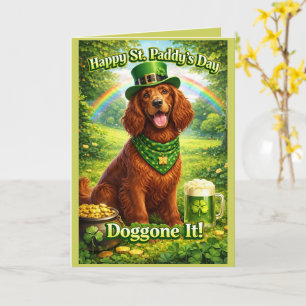 Frohen St. Patricks Tag, süßer irischer Setter Karte