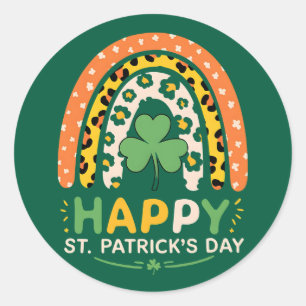 Frohen St. Patrick's Tag Süßer Regenbogen Leopard Runder Aufkleber