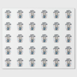Frohen Tag der Arbeit Katzenarbeiter Patriotisches Geschenkpapier