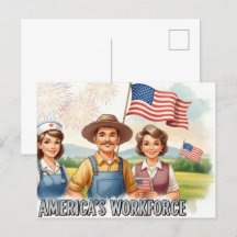 Frohen Tag der Arbeit mit Flagge Postkarte