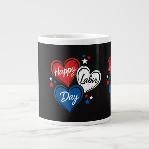 Frohen Tag der Arbeit Patriotische Herzen Rot Weiß Jumbo-Tasse